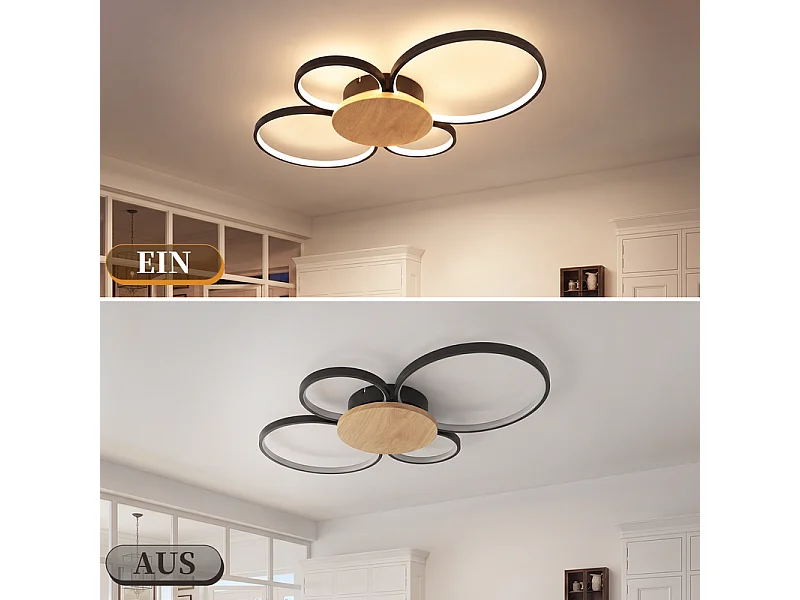NETTLIFE Lampa sufitowa drewniana do sypialni 4KDXYQ