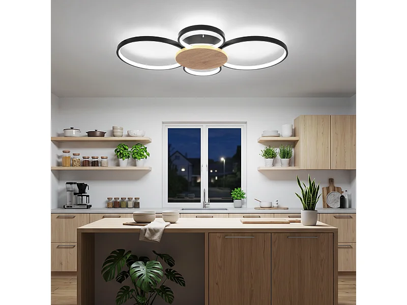 NETTLIFE Lampa sufitowa drewniana do sypialni 4KDXYQ
