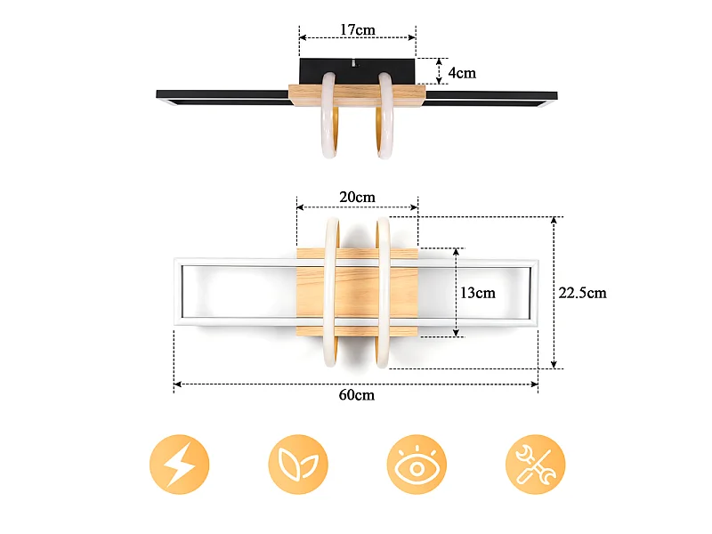 NETTLIFE LED-plafondlamp Plafondlamp voor woonkamer 36 W Zwart Slaapkamerlamp