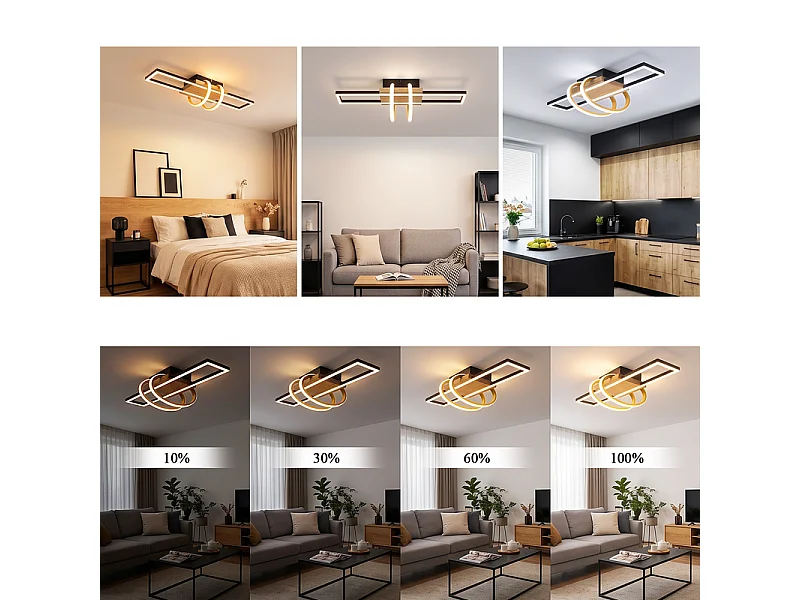 NETTLIFE LED-plafondlamp Plafondlamp voor woonkamer 36 W Zwart Slaapkamerlamp