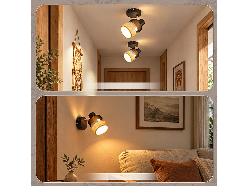 NETTLIFE Glitzerlife Applique de plafond 1 flamme E14 Lampe de plafond LED Noire Spot de plafond