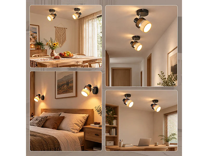 NETTLIFE Glitzerlife Applique de plafond 1 flamme E14 Lampe de plafond LED Noire Spot de plafond