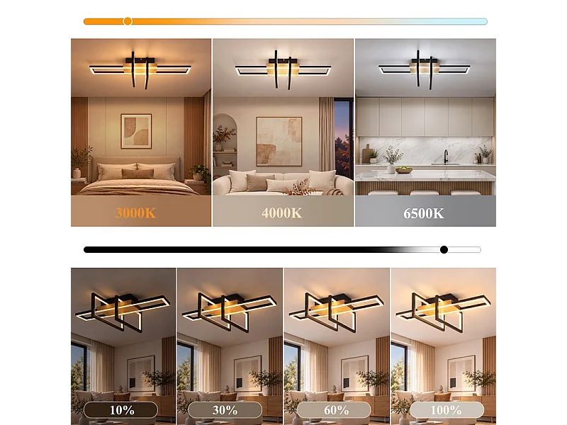 NETTLIFE Lampa sufitowa drewniana do salonu 3KJC