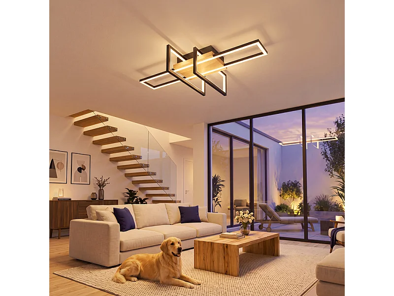 NETTLIFE Lampa sufitowa drewniana do salonu 3KJC