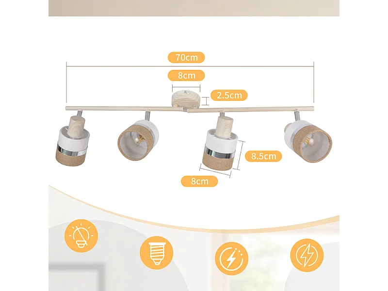 NETTLIFE Glitzerlife Deckenleuchte 4-flammig, LED-Küchenlampe, Deckenleuchte E14