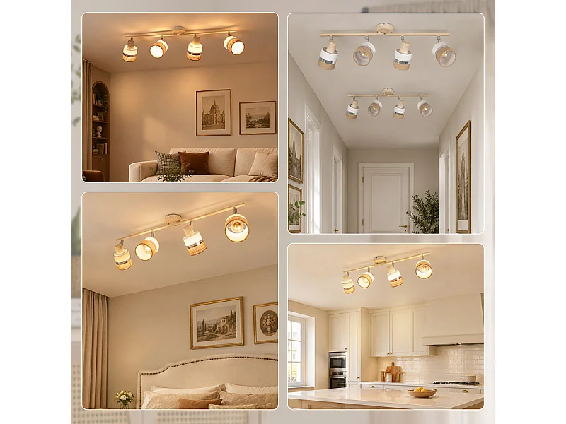 NETTLIFE Glitzerlife Deckenleuchte 4-flammig, LED-Küchenlampe, Deckenleuchte E14