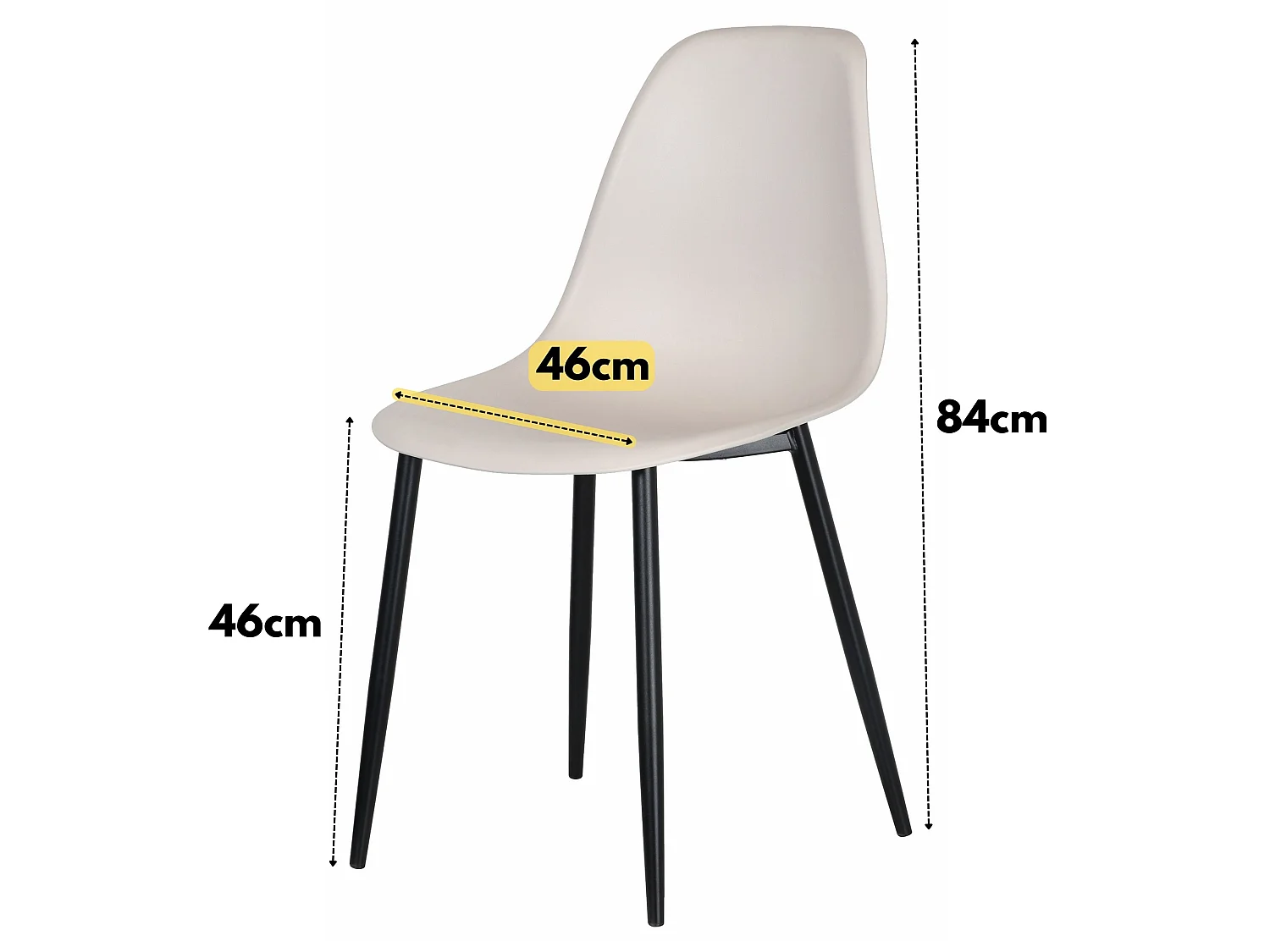 Pair of Aspen Curve Dining Chairs, Black Metal Tapered Frame