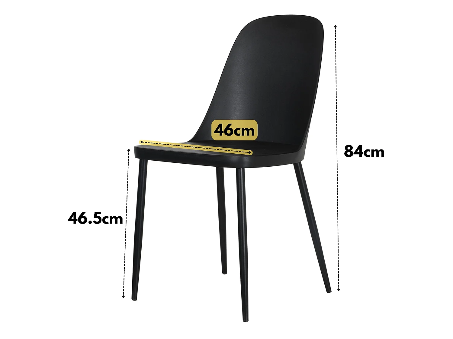 Pair of Aspen Duo Dining Chairs, Black Metal Tapered Frame