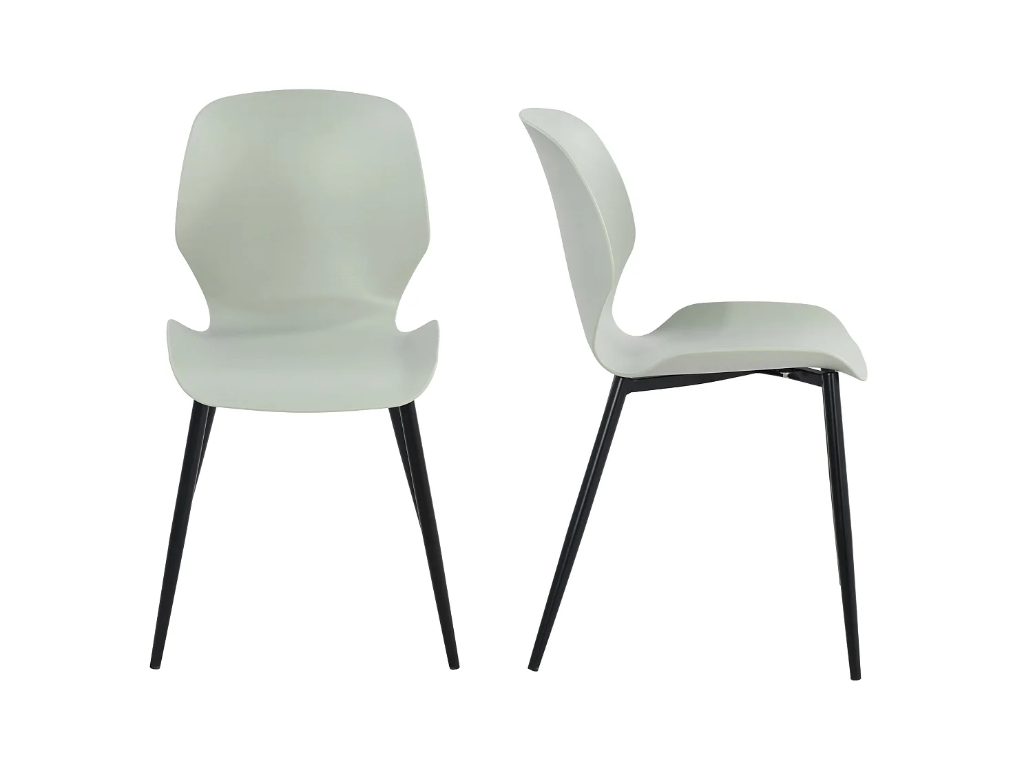Pair of Carnaby Kitchen Dining Chairs, Black Metal Tapered Legs with Plastic Seats