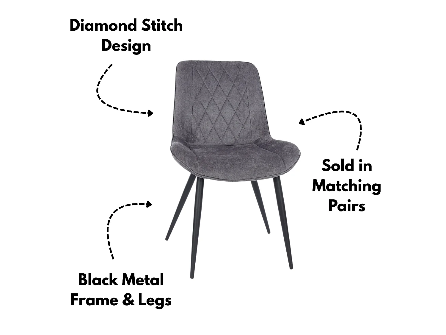 Pair of Aspen Upholstered Diamond-Stitch Fabric Dining Chairs