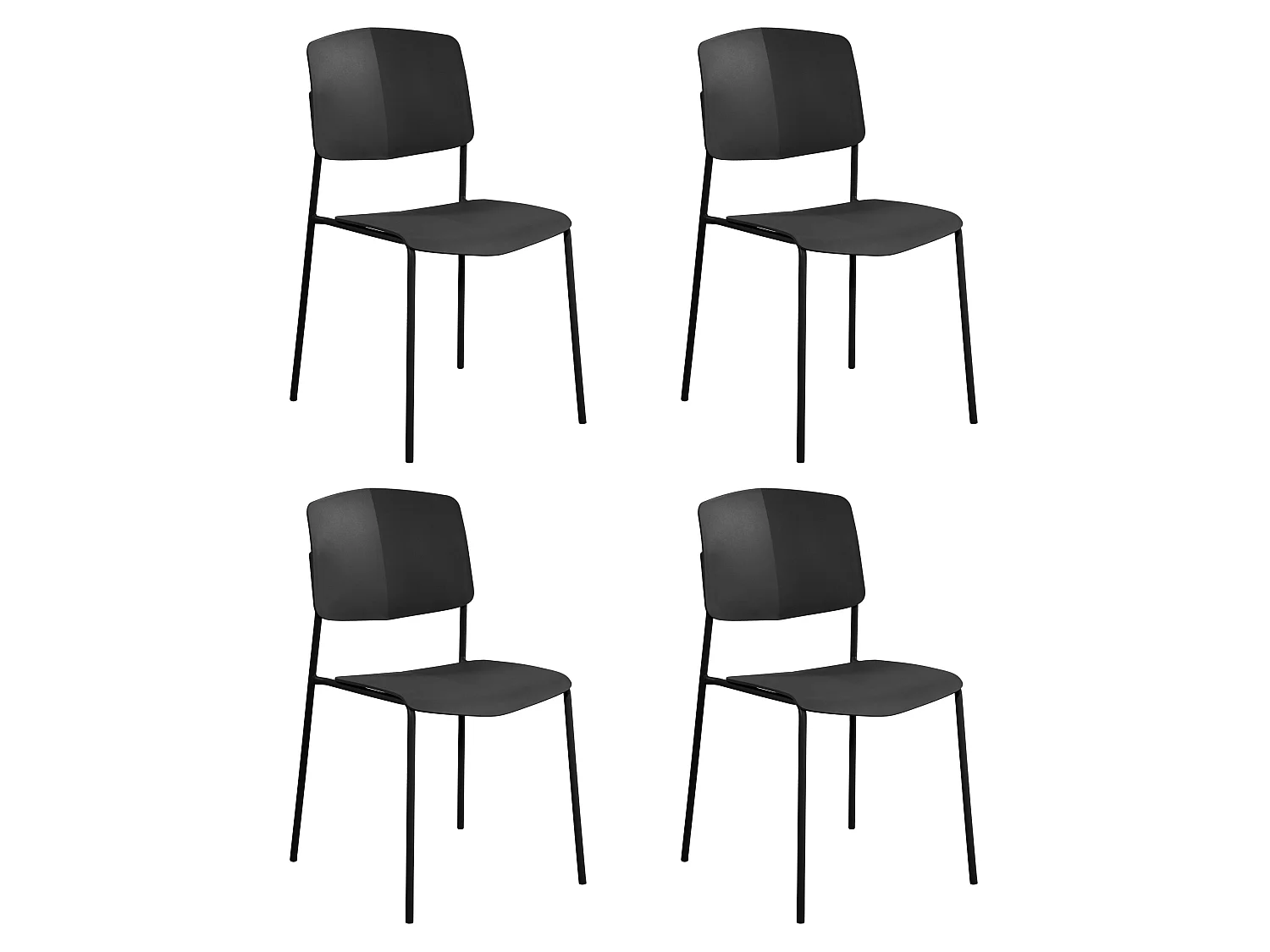 Set of 4 Academy Kitchen Dining Chairs, Metal Frame & Plastic Seating