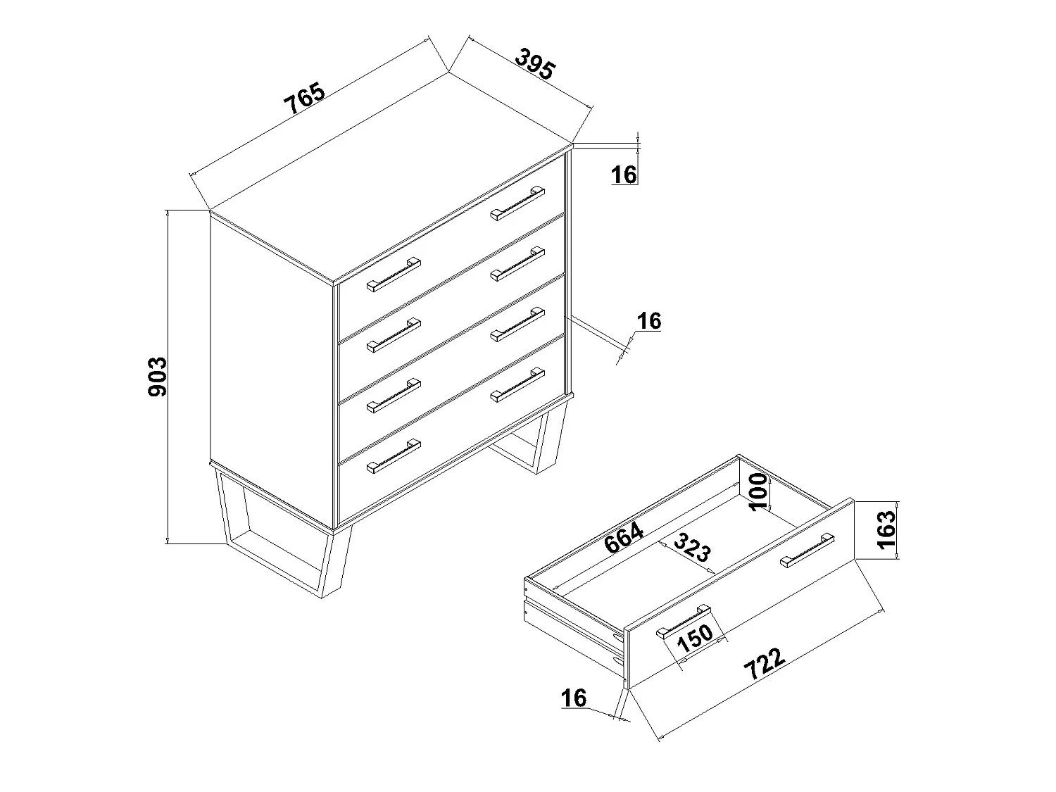 Texas Grey 4-Drawer Industrial Chest of Drawers
