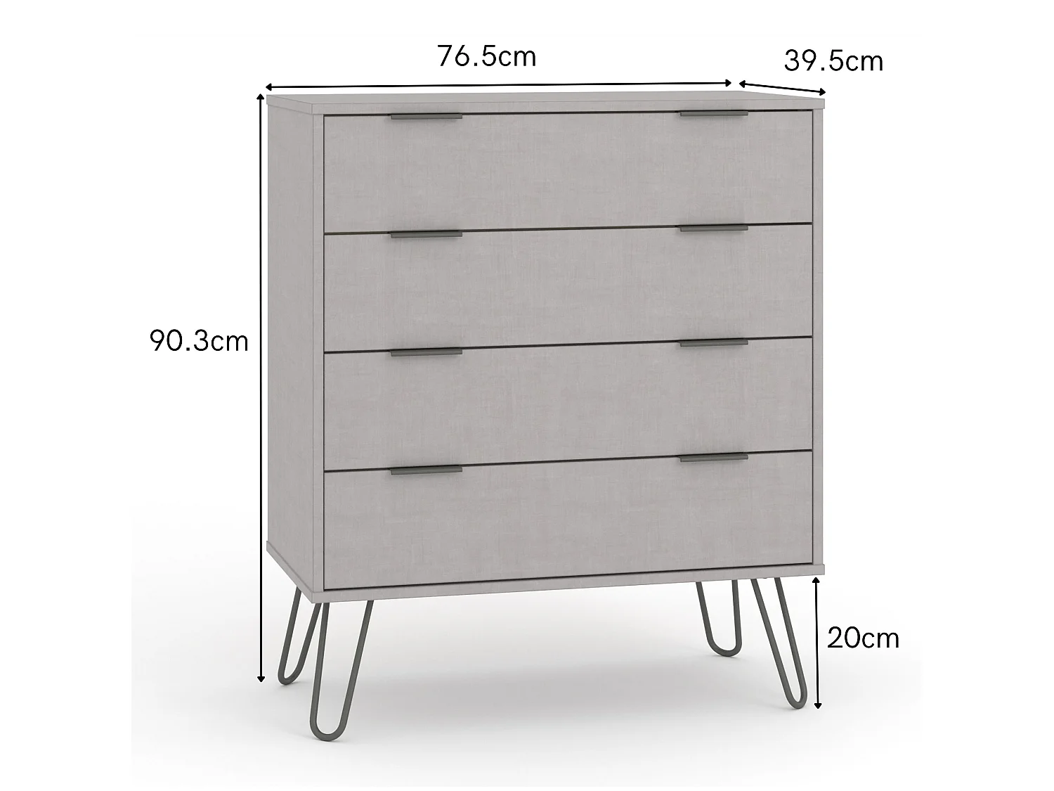 Augusta 4-Drawer Chest of Drawers, Industrial Design
