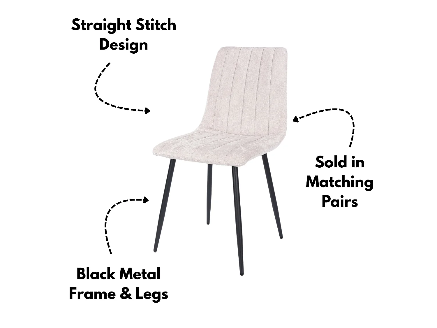 Pair of Aspen Upholstered Straight-Stitch Fabric Dining Chairs