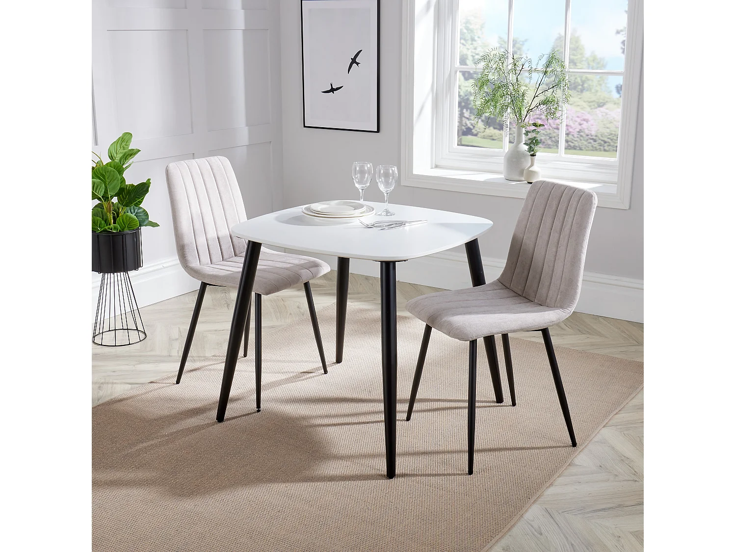 Pair of Aspen Upholstered Straight-Stitch Fabric Dining Chairs