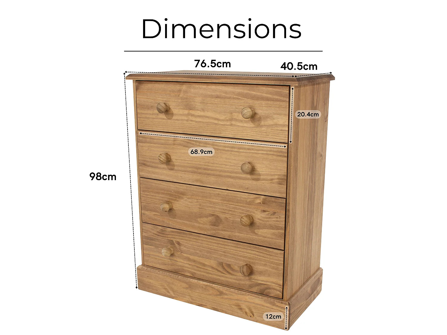 Cotswold 4-Drawer Rustic Brown Chest of Drawers