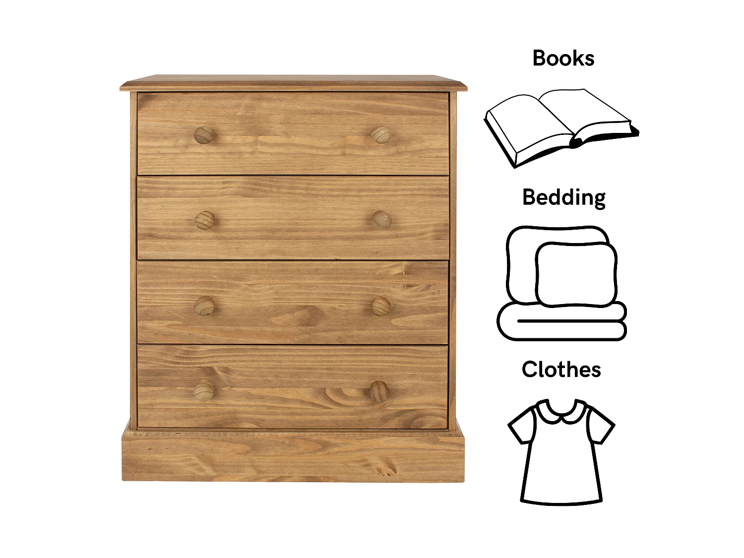 Cotswold 4-Drawer Rustic Brown Chest of Drawers