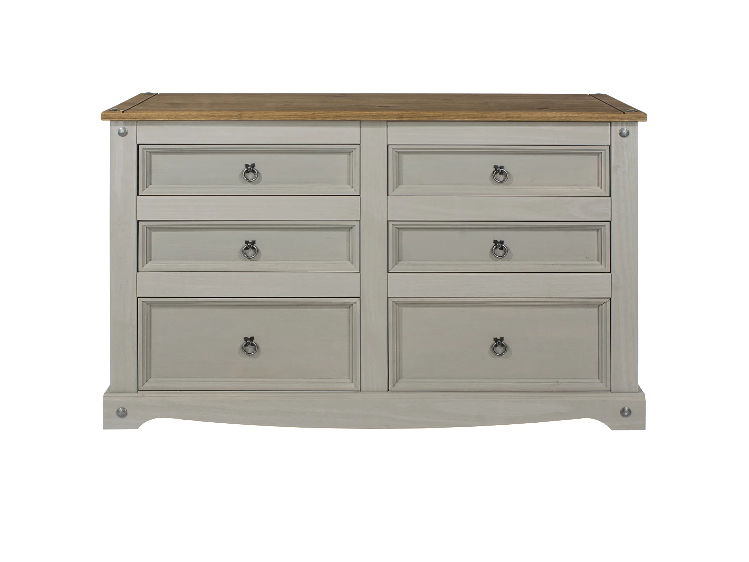 Corona 3 + 3 Drawer Chest of Drawers, Rustic Waxed Solid Wood