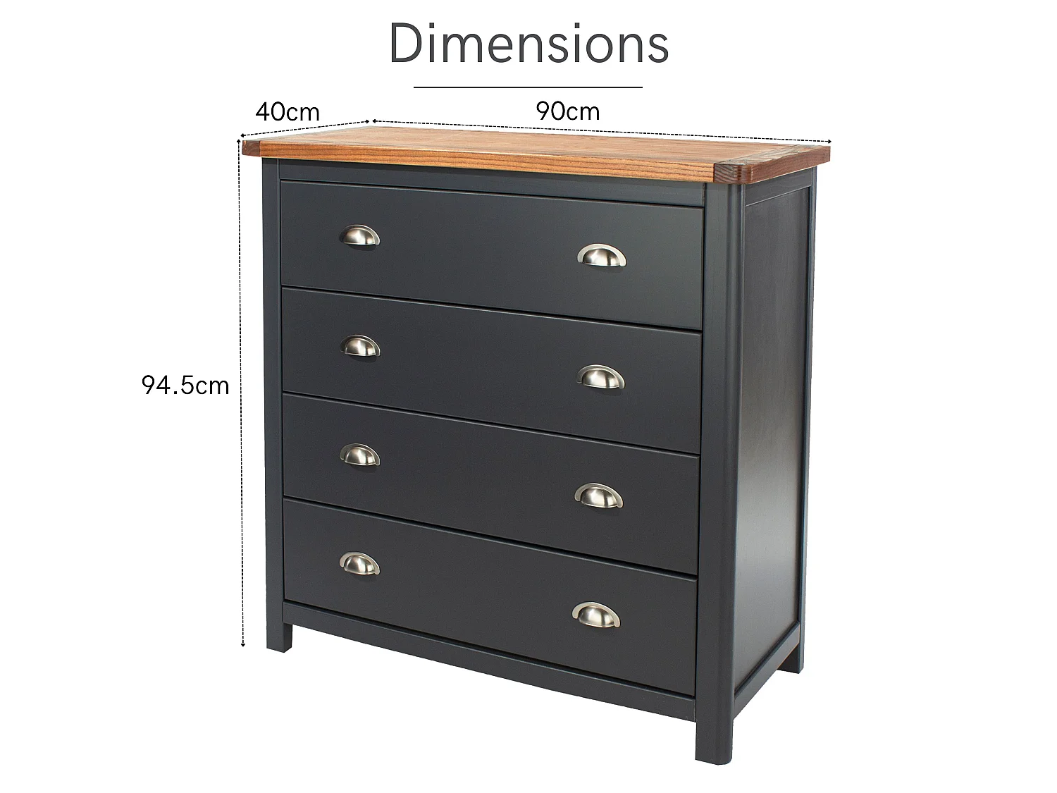 Dunkeld 4-Drawer Chest of Drawers, Midnight Blue