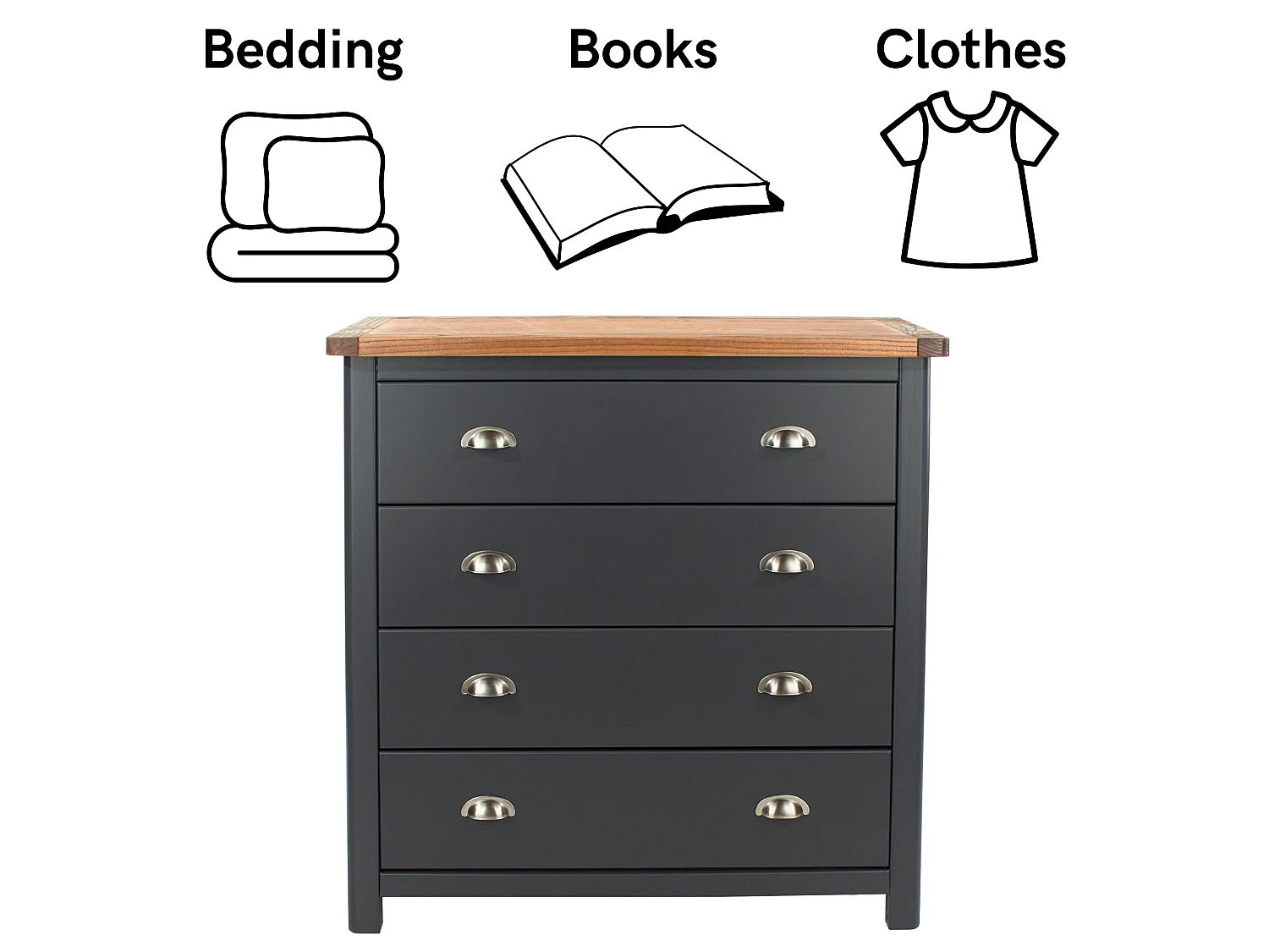 Dunkeld 4-Drawer Chest of Drawers, Midnight Blue