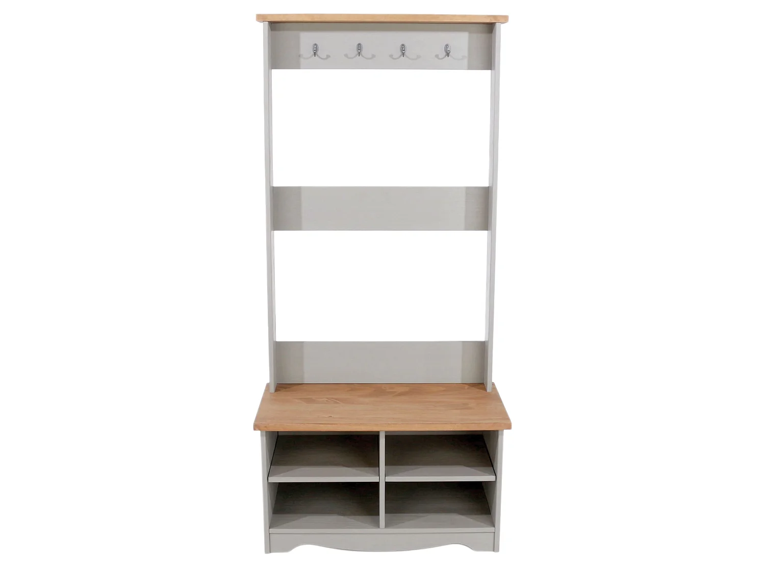 Corona Hall Shoe Bench with Hat & Coat Rack, Waxed Solid Wood