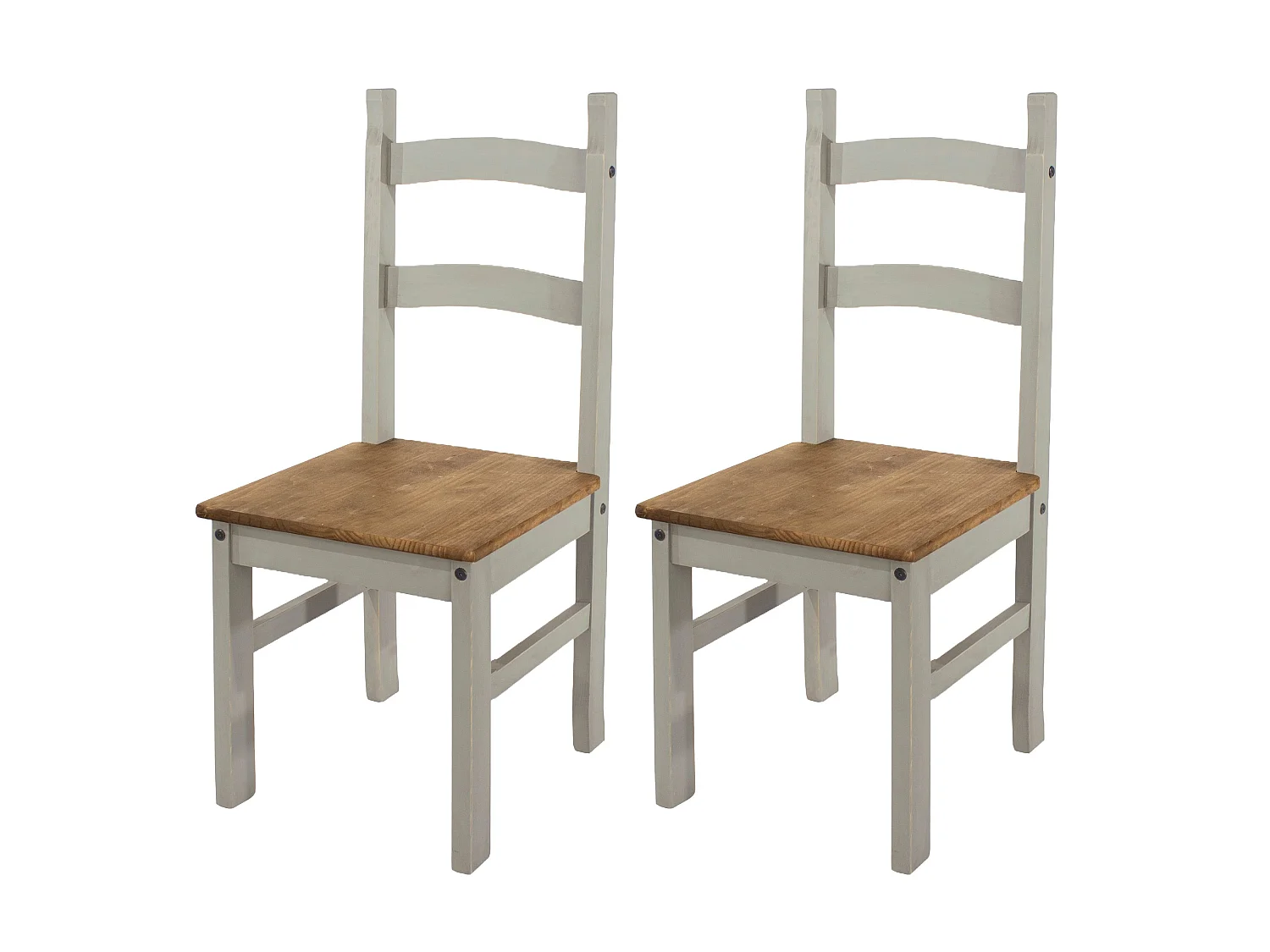 Pair of Corona Solid Pine Wood Dining Chairs
