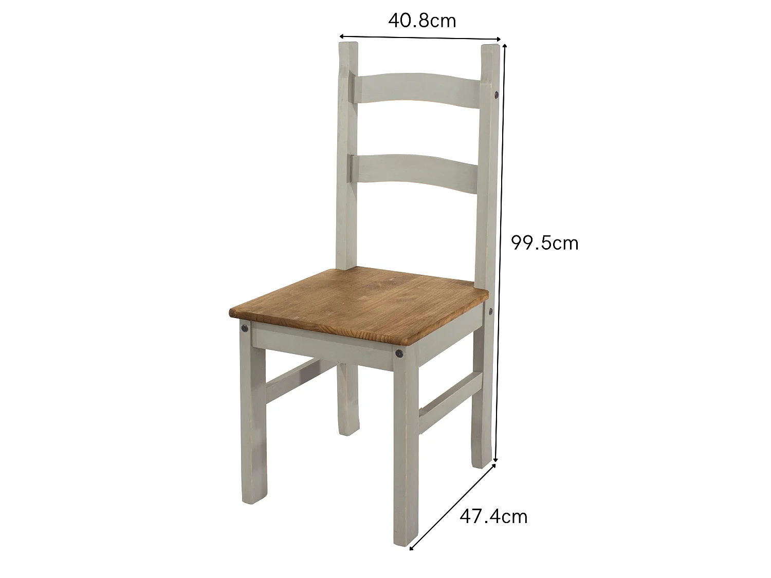 Pair of Corona Solid Pine Wood Dining Chairs