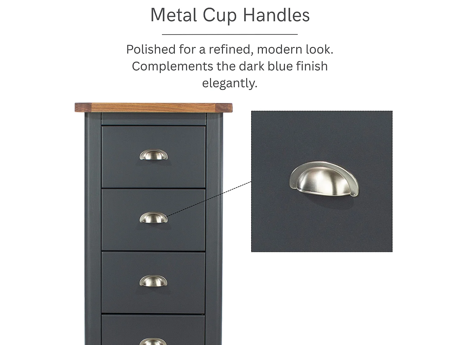 Dunkeld 5-Drawer Narrow Chest of Drawers, Midnight Blue