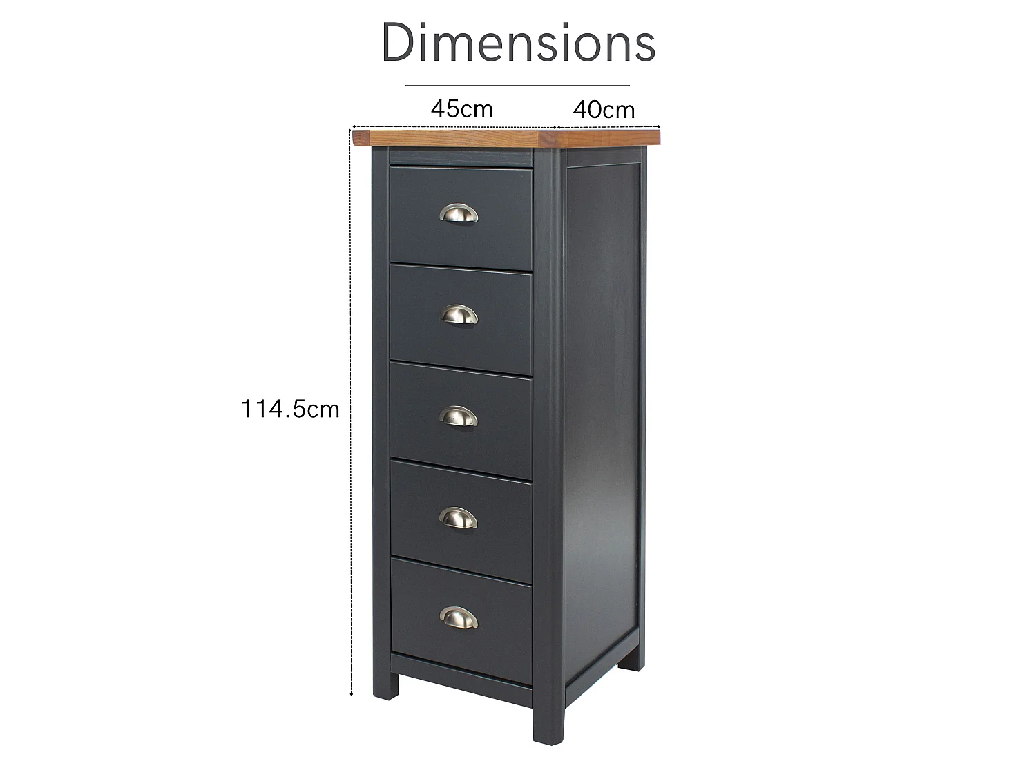 Dunkeld 5-Drawer Narrow Chest of Drawers, Midnight Blue