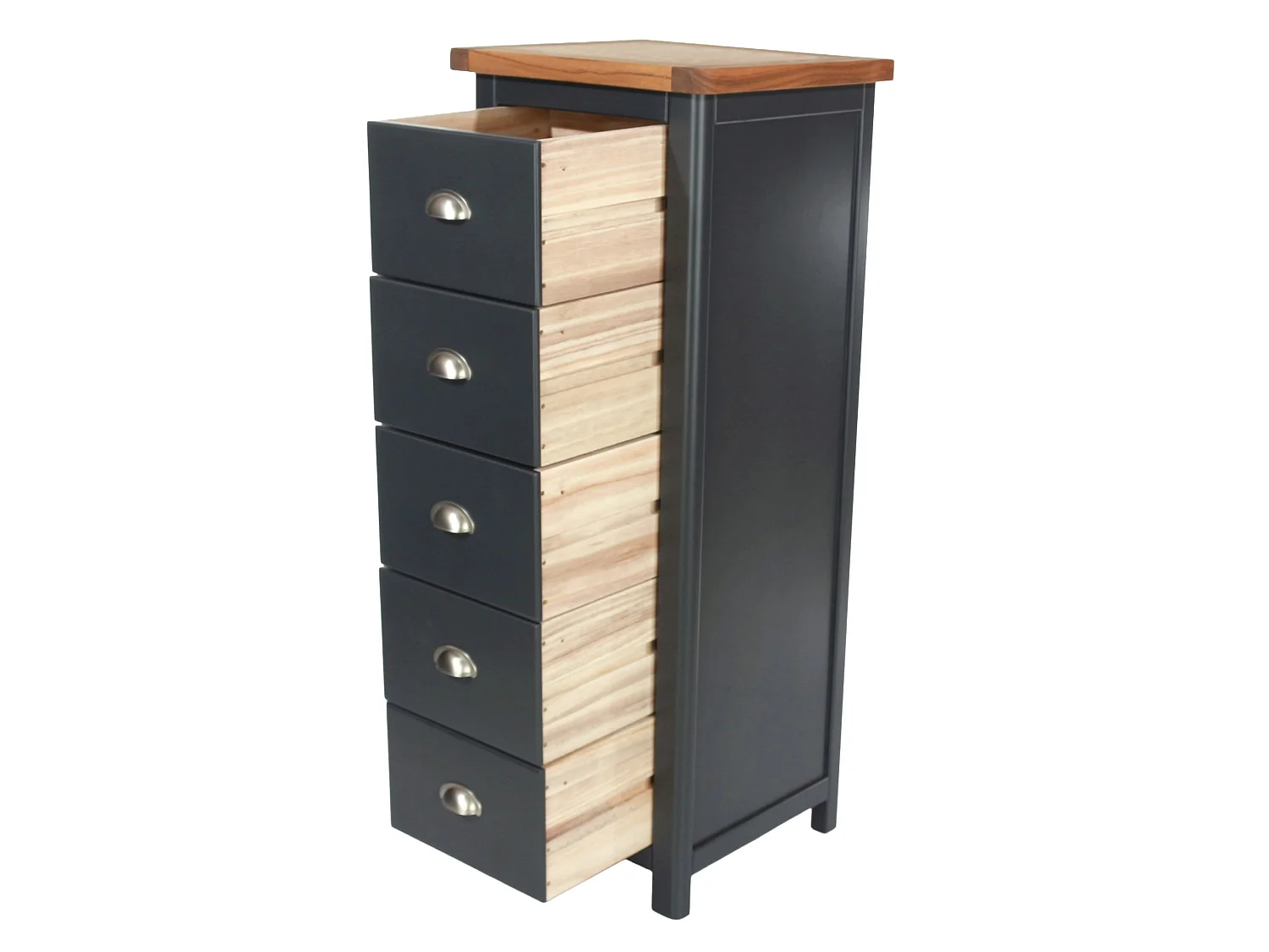 Dunkeld 5-Drawer Narrow Chest of Drawers, Midnight Blue