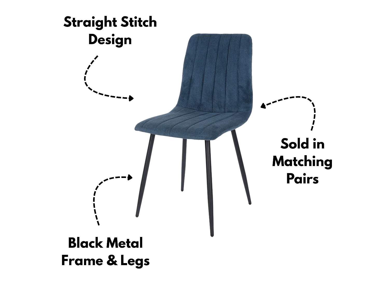 Pair of Aspen Upholstered Straight-Stitch Fabric Dining Chairs