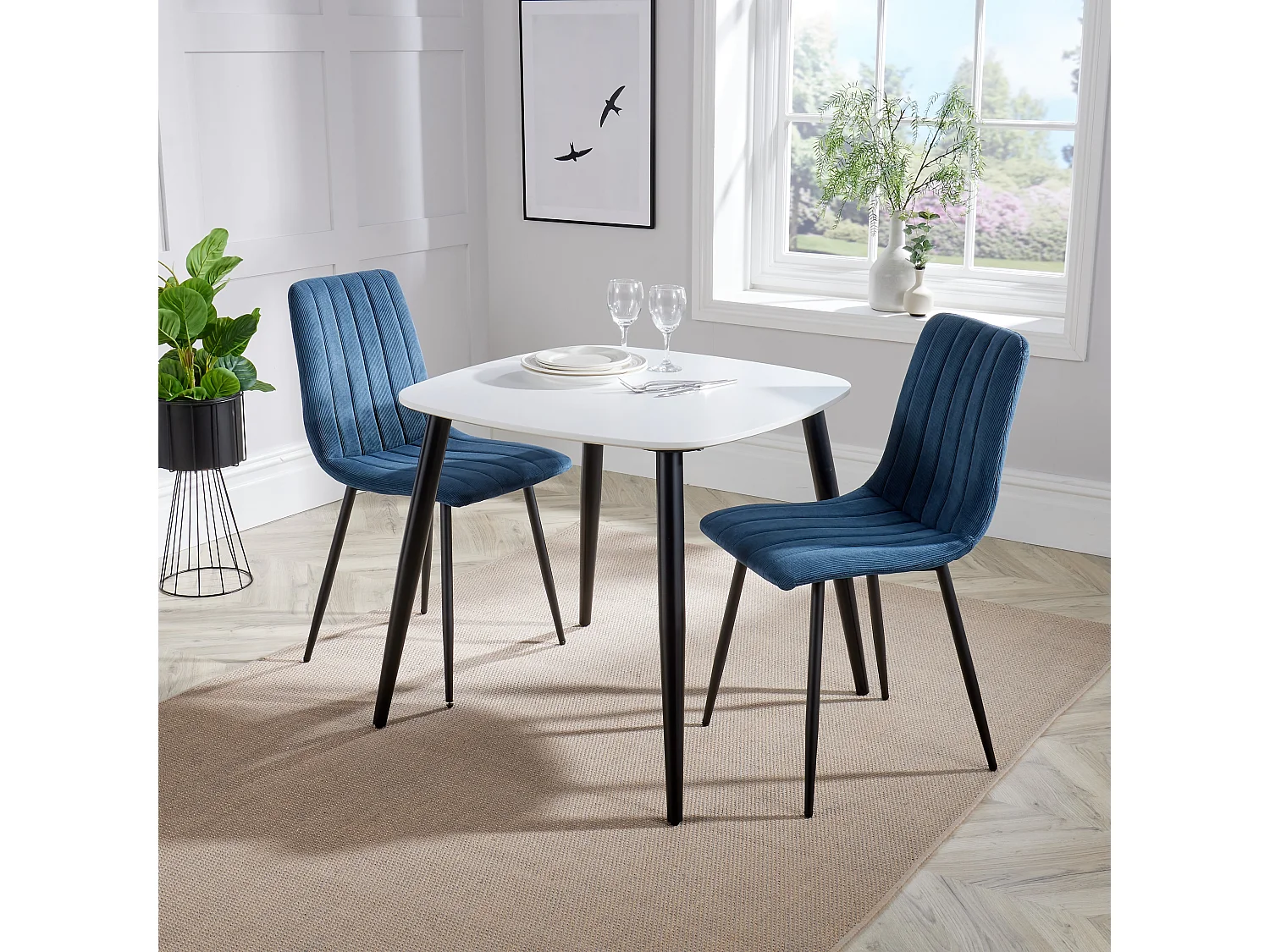 Pair of Aspen Upholstered Straight-Stitch Fabric Dining Chairs