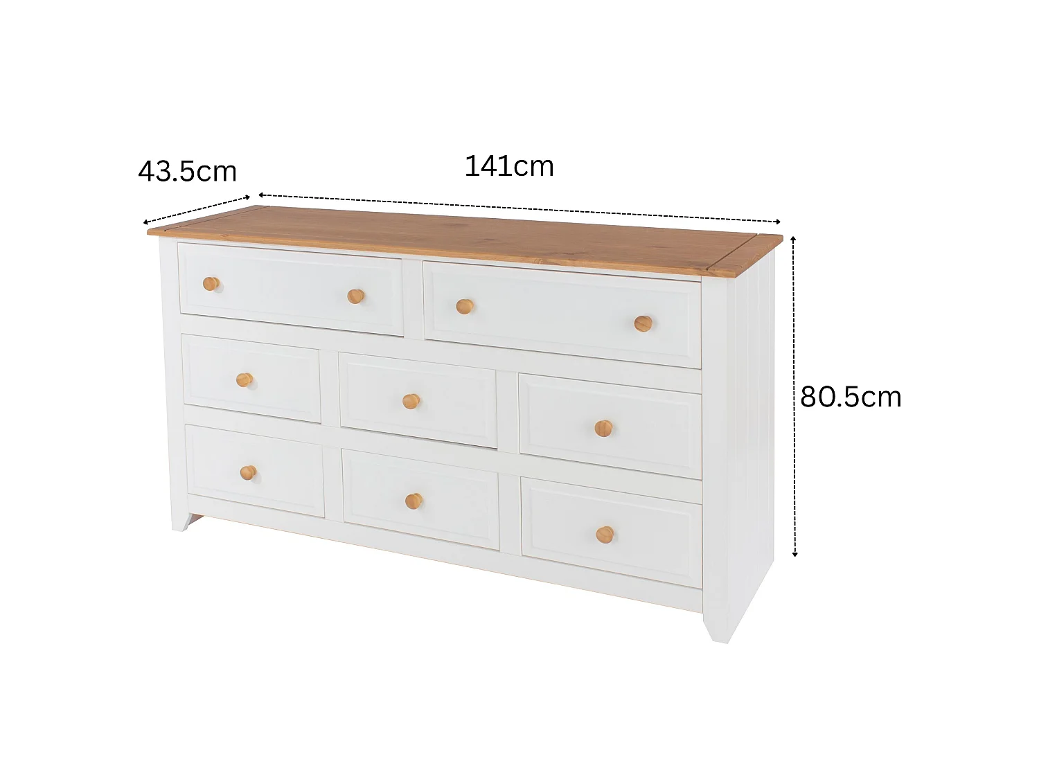 Capri 6 + 2 Drawer Large Wide Chest of Drawers, Coastal White Paint