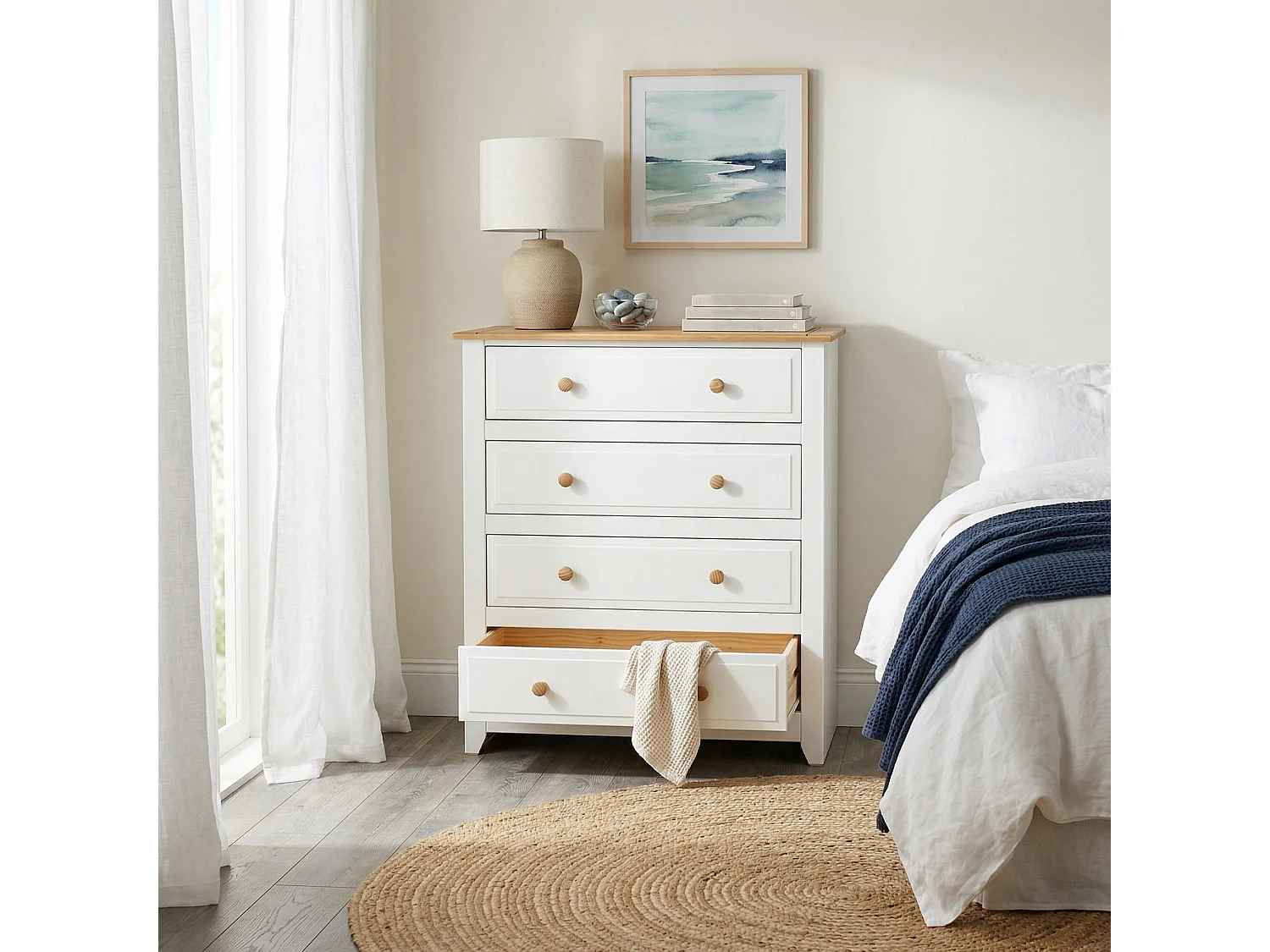 Capri 4-Drawer Chest of Drawers, Coastal White Paint
