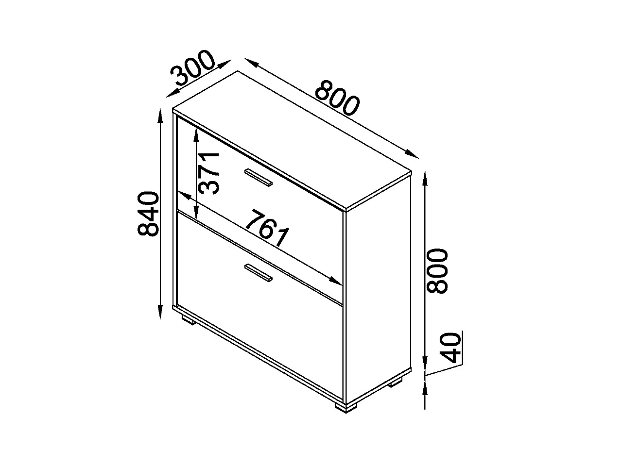Lido 2-Door Shoe Storage Cabinet, Modern Gloss Finish
