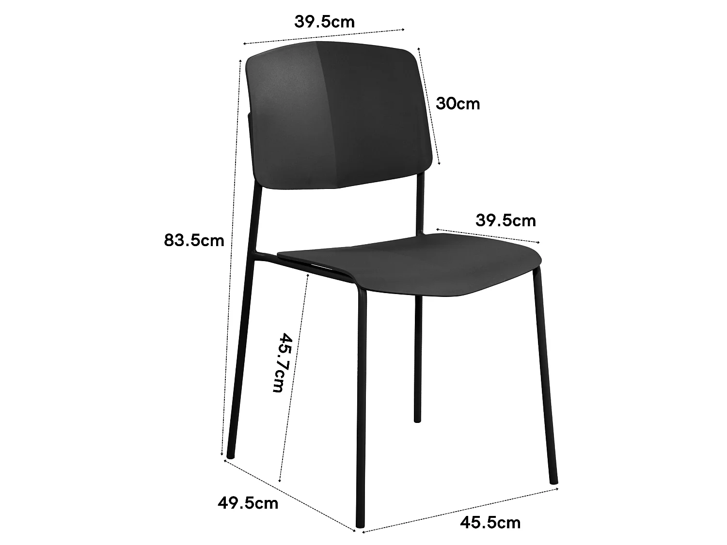 Pair of Academy Kitchen Dining Chairs, Metal Frame & Plastic Seating