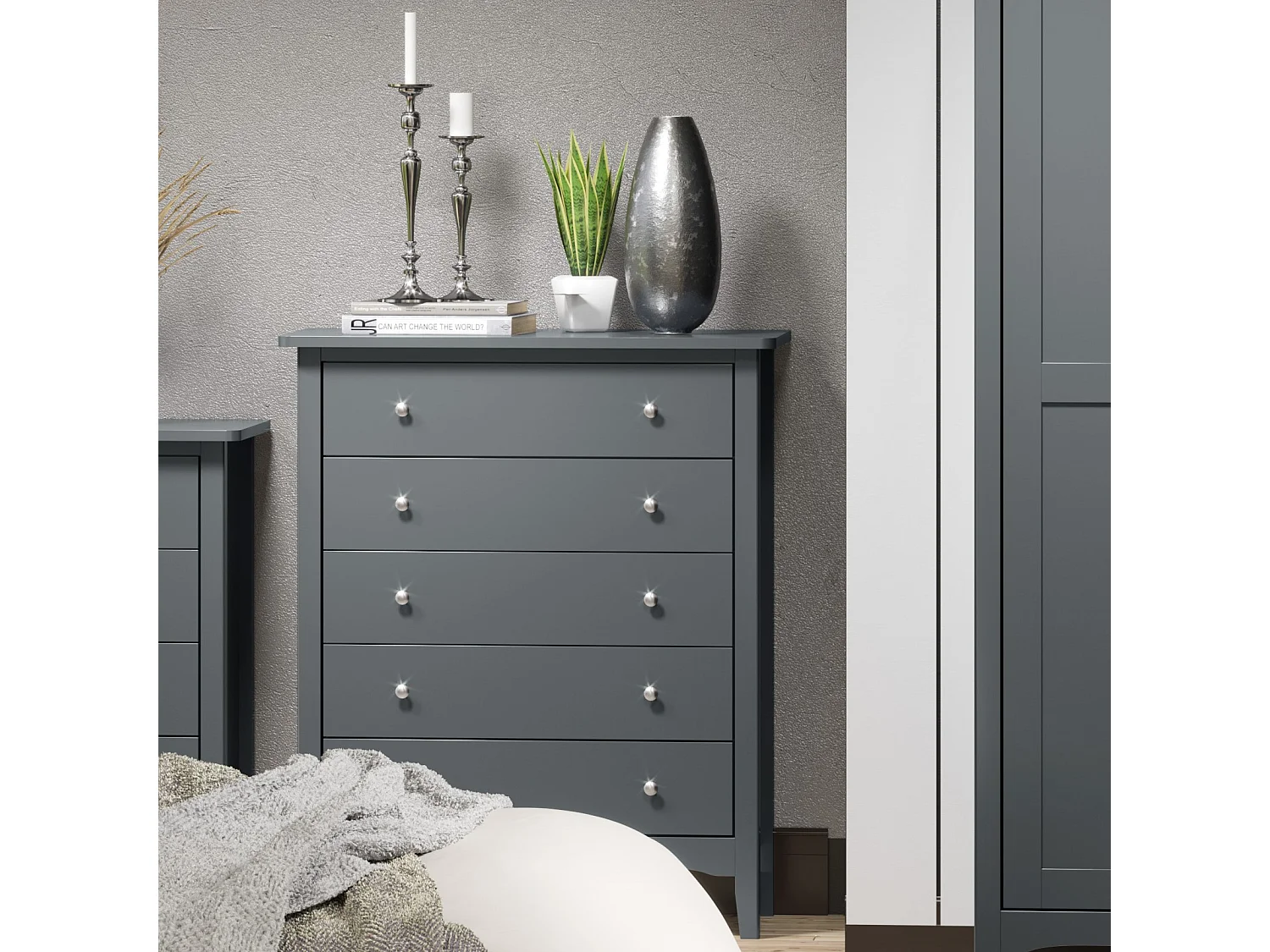 Como 5-Drawer Shaker-Style Chest of Drawers, Metal Hardware