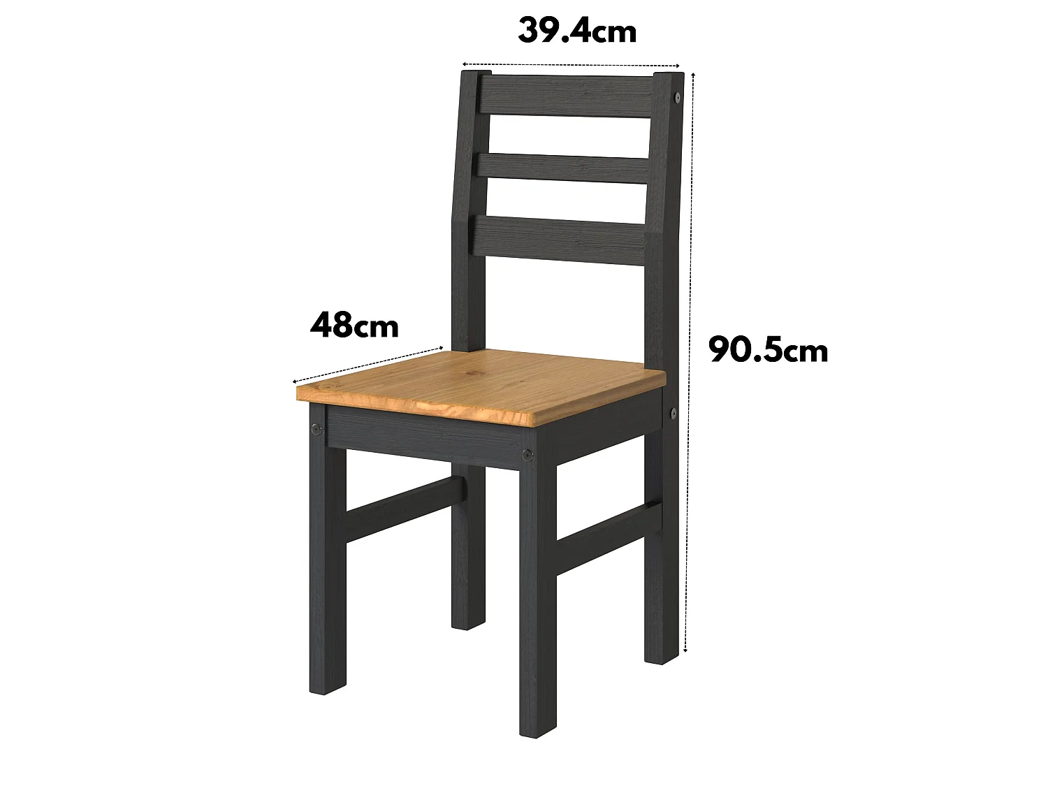 Pair of Linea Ladder Back Chairs, Solid Pine Wood