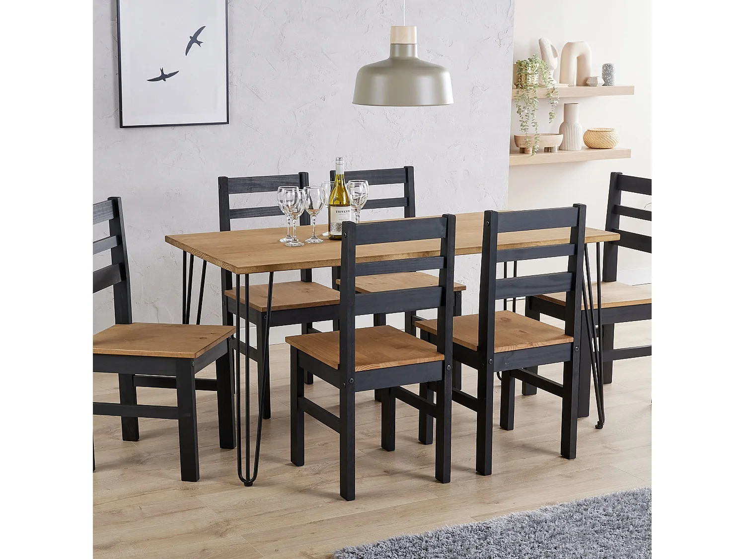 Pair of Linea Ladder Back Chairs, Solid Pine Wood