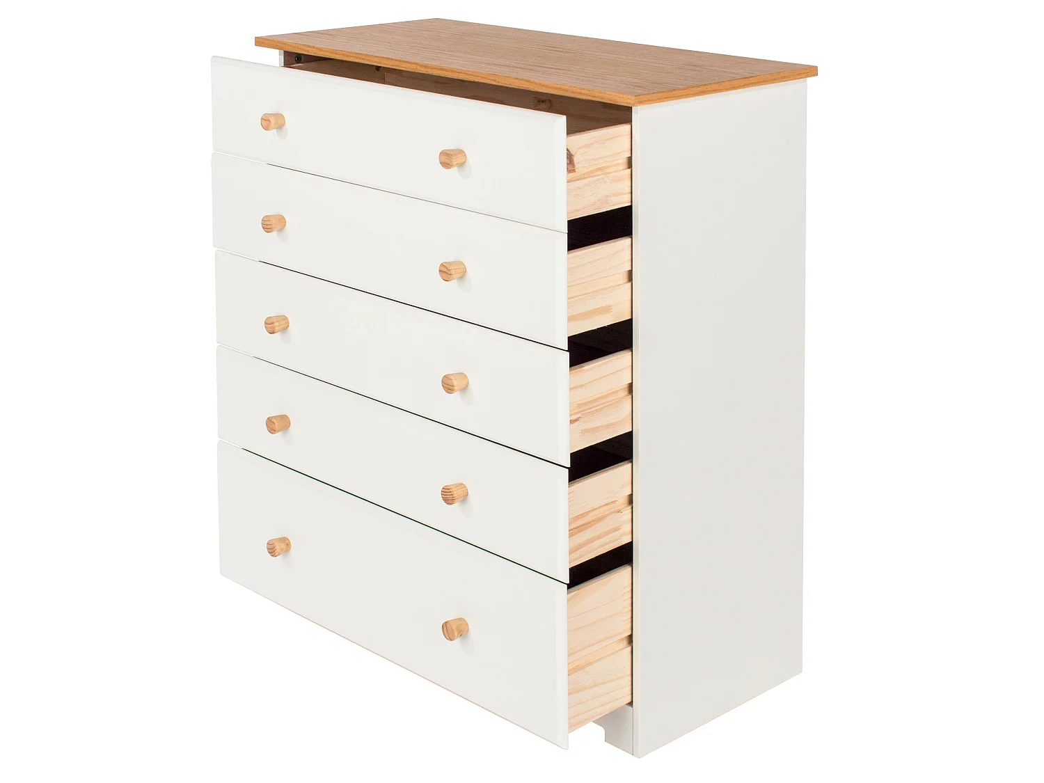 Colorado 5-Drawer Chest of Drawers, Rustic White Paint