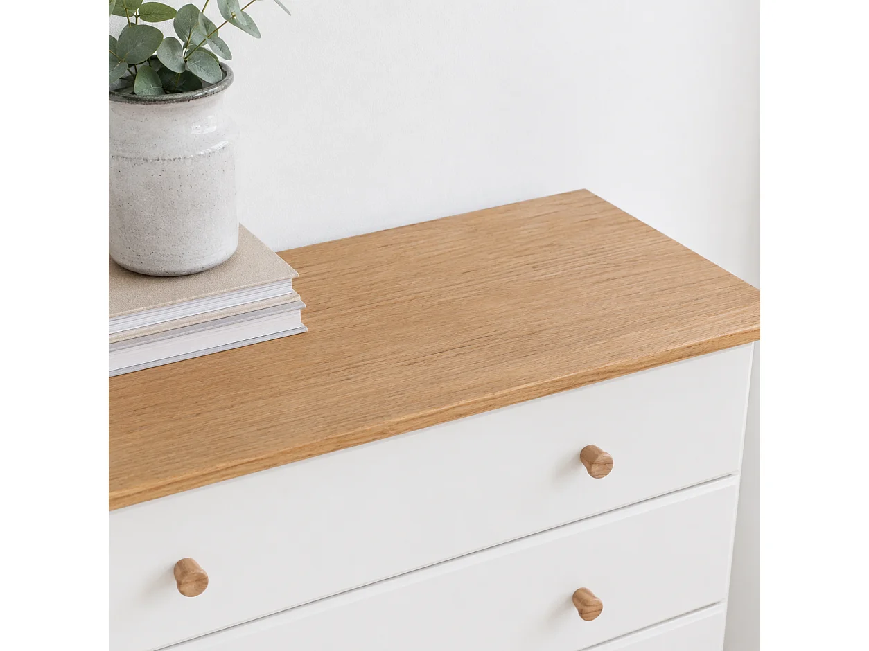 Colorado 5-Drawer Chest of Drawers, Rustic White Paint