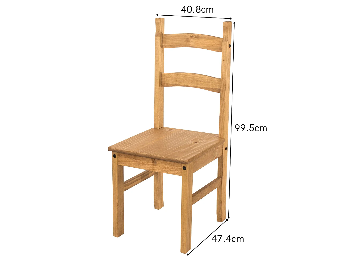 Pair of Corona Solid Pine Wood Dining Chairs