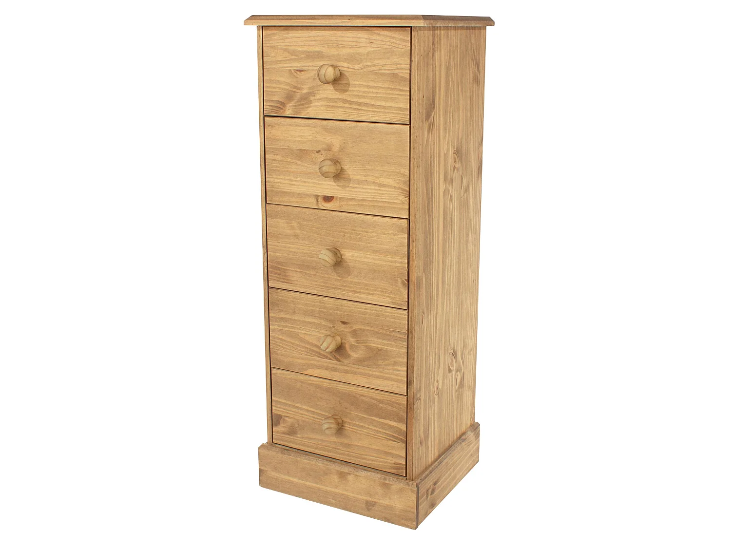 Cotswold 5-Drawer Narrow Rustic Brown Chest of Drawers