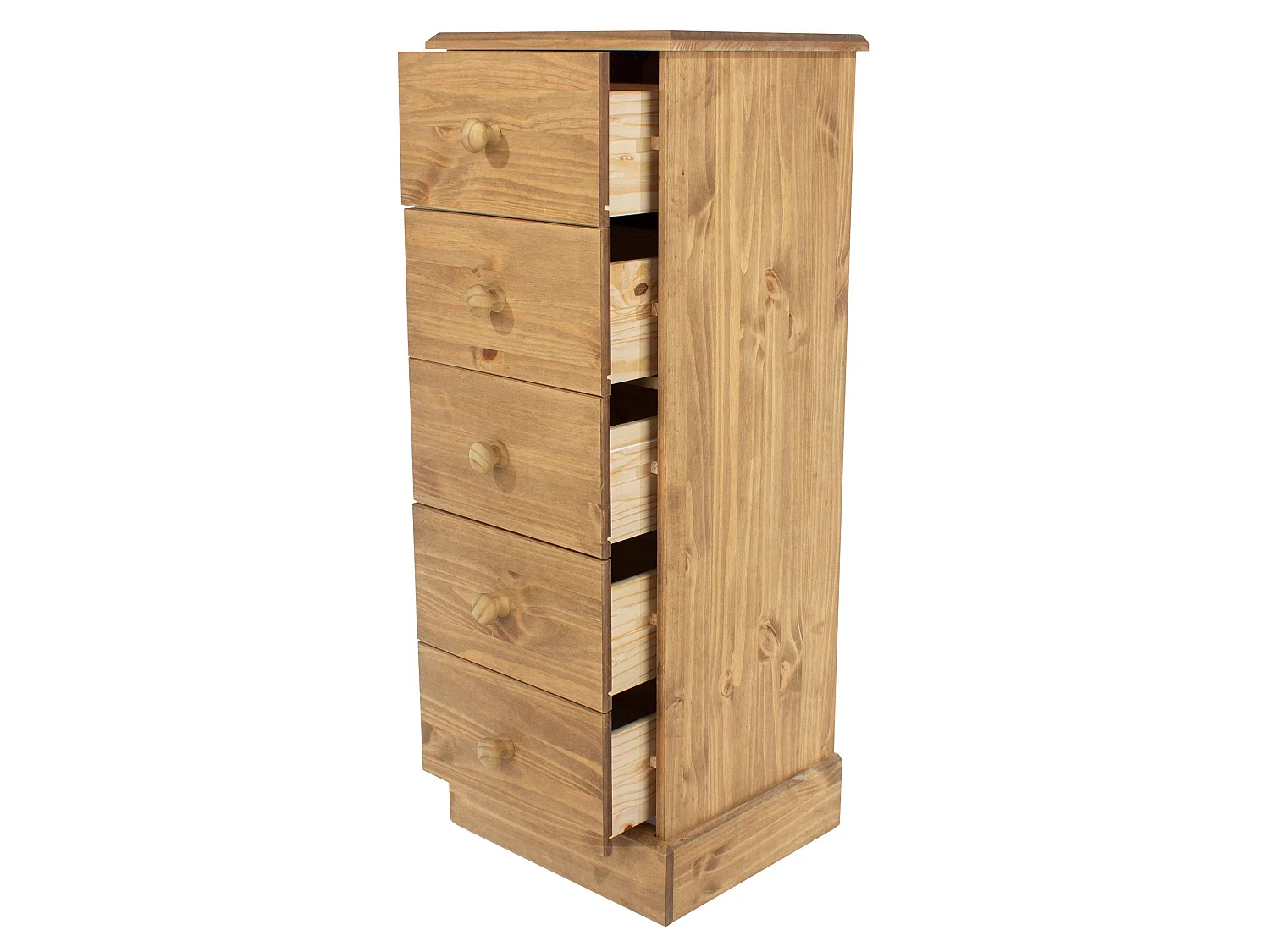 Cotswold 5-Drawer Narrow Rustic Brown Chest of Drawers