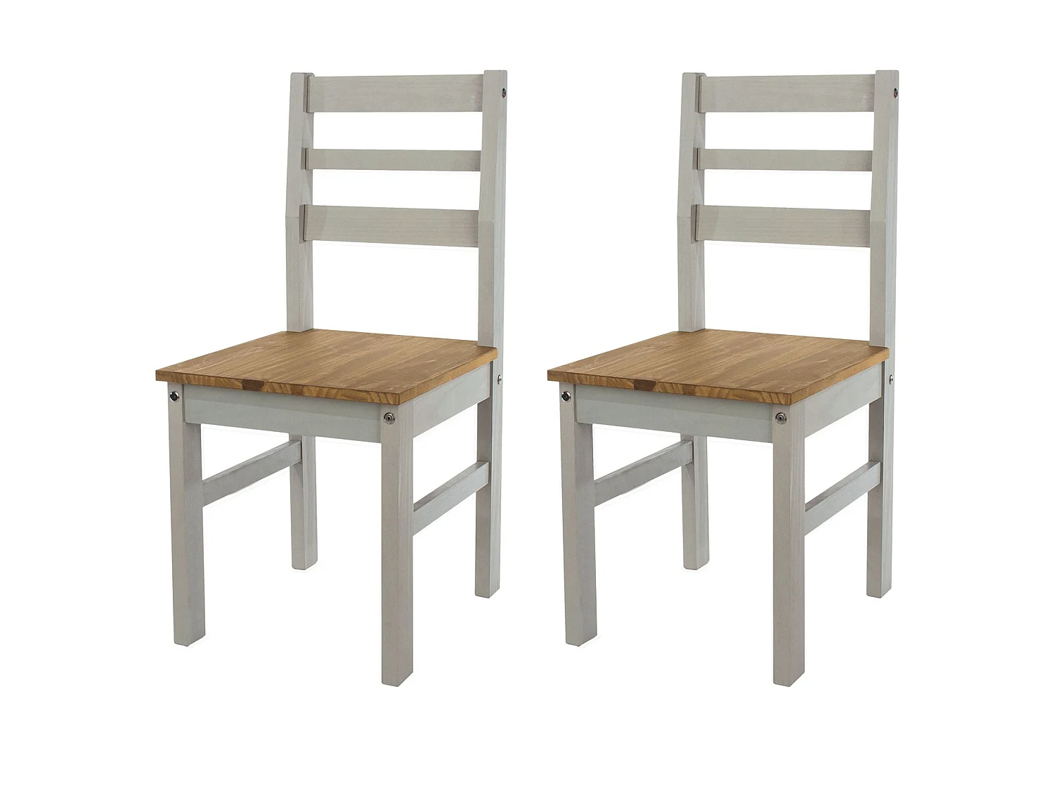 Pair of Linea Ladder Back Chairs, Solid Pine Wood
