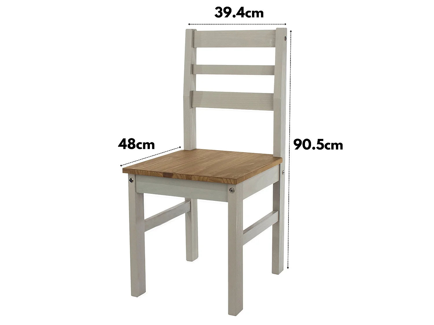Pair of Linea Ladder Back Chairs, Solid Pine Wood