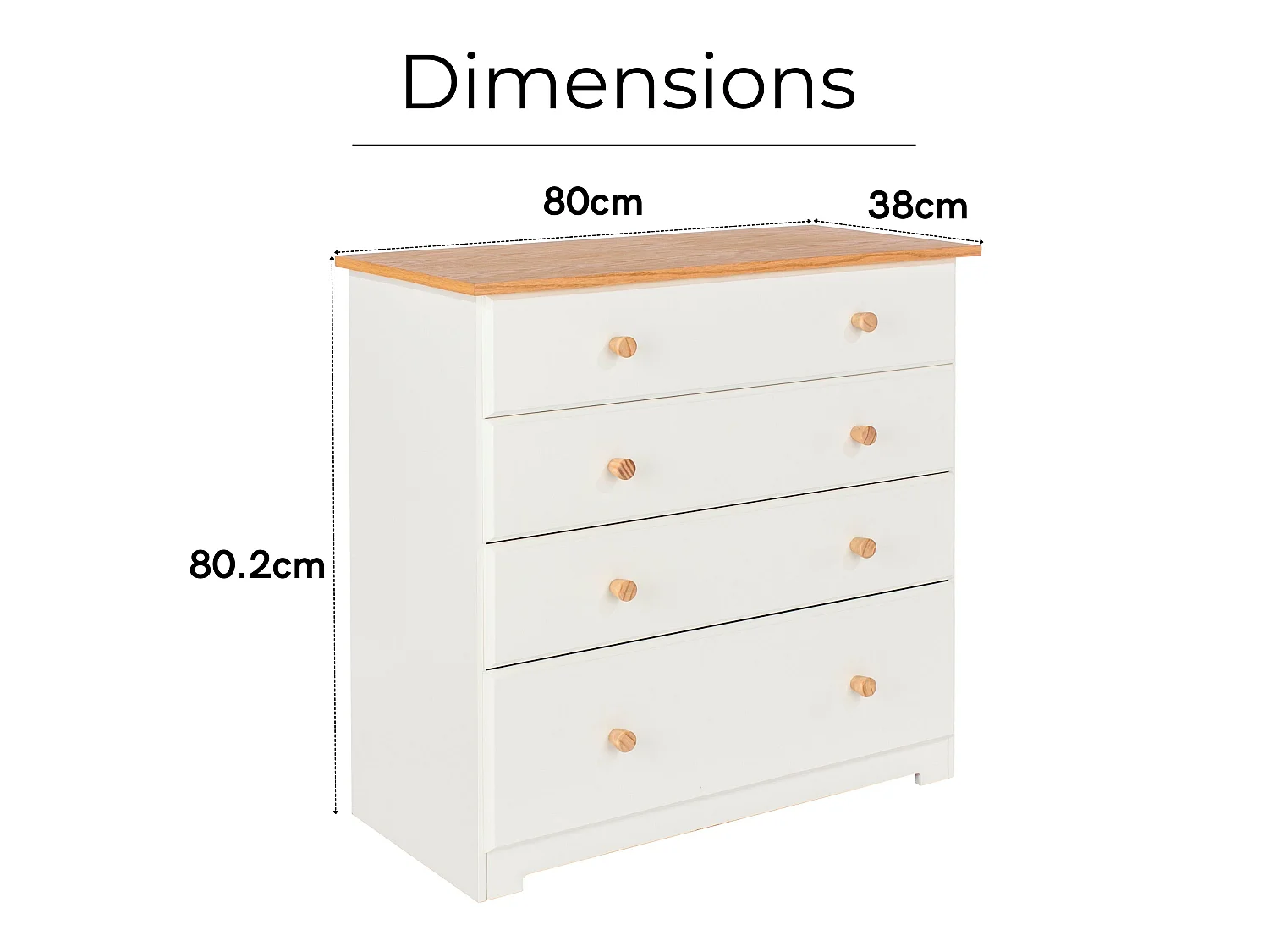 Colorado 4-Drawer Chest of Drawers, Rustic White Paint