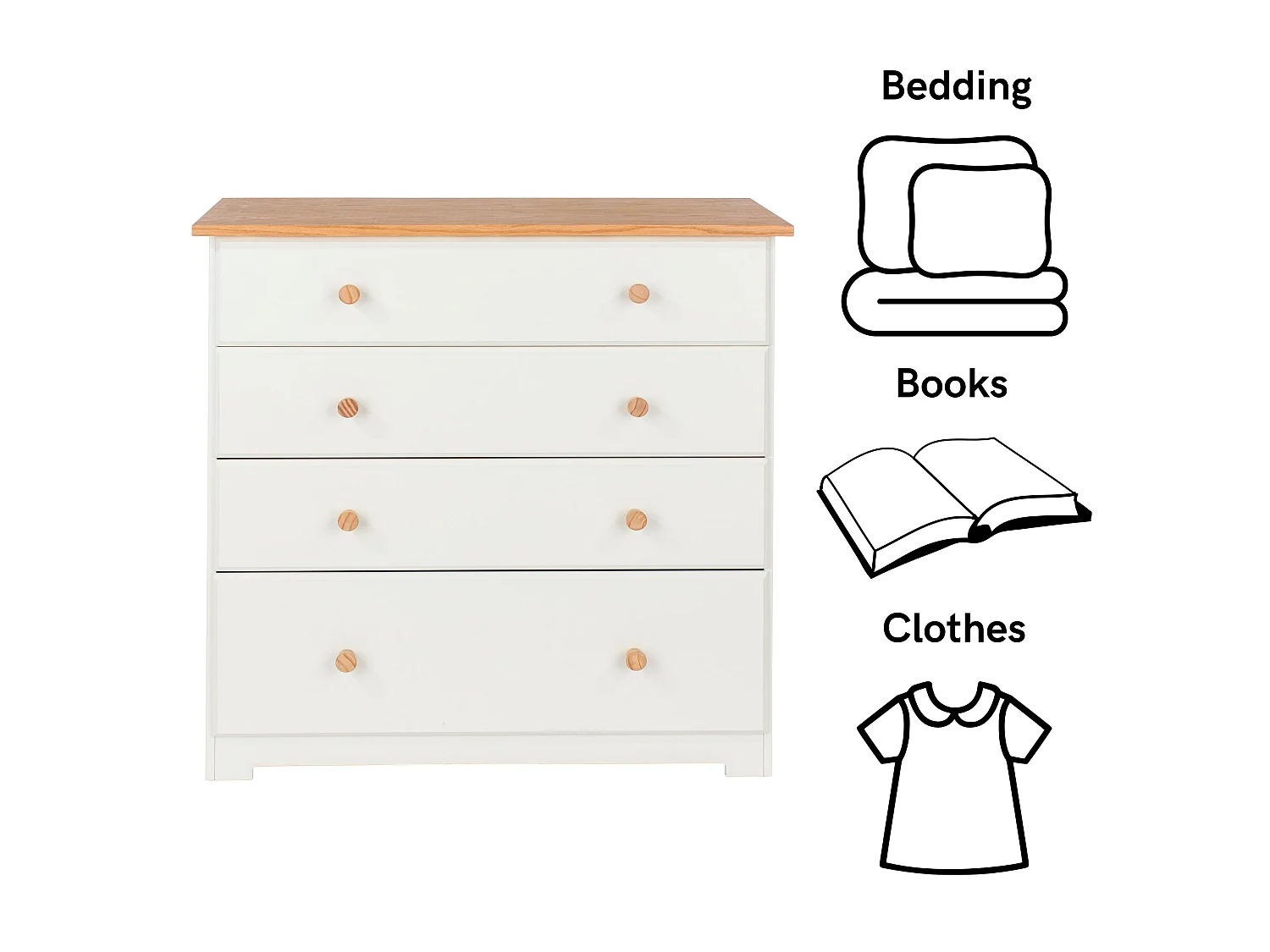 Colorado 4-Drawer Chest of Drawers, Rustic White Paint