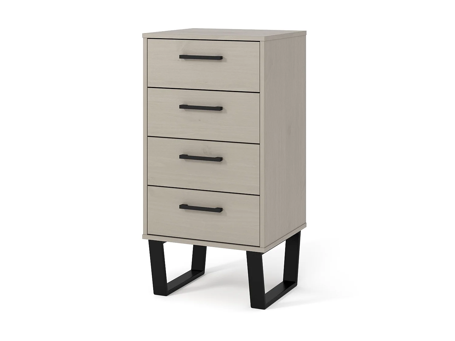 Texas Grey 4-Drawer Narrow Industrial Chest of Drawers