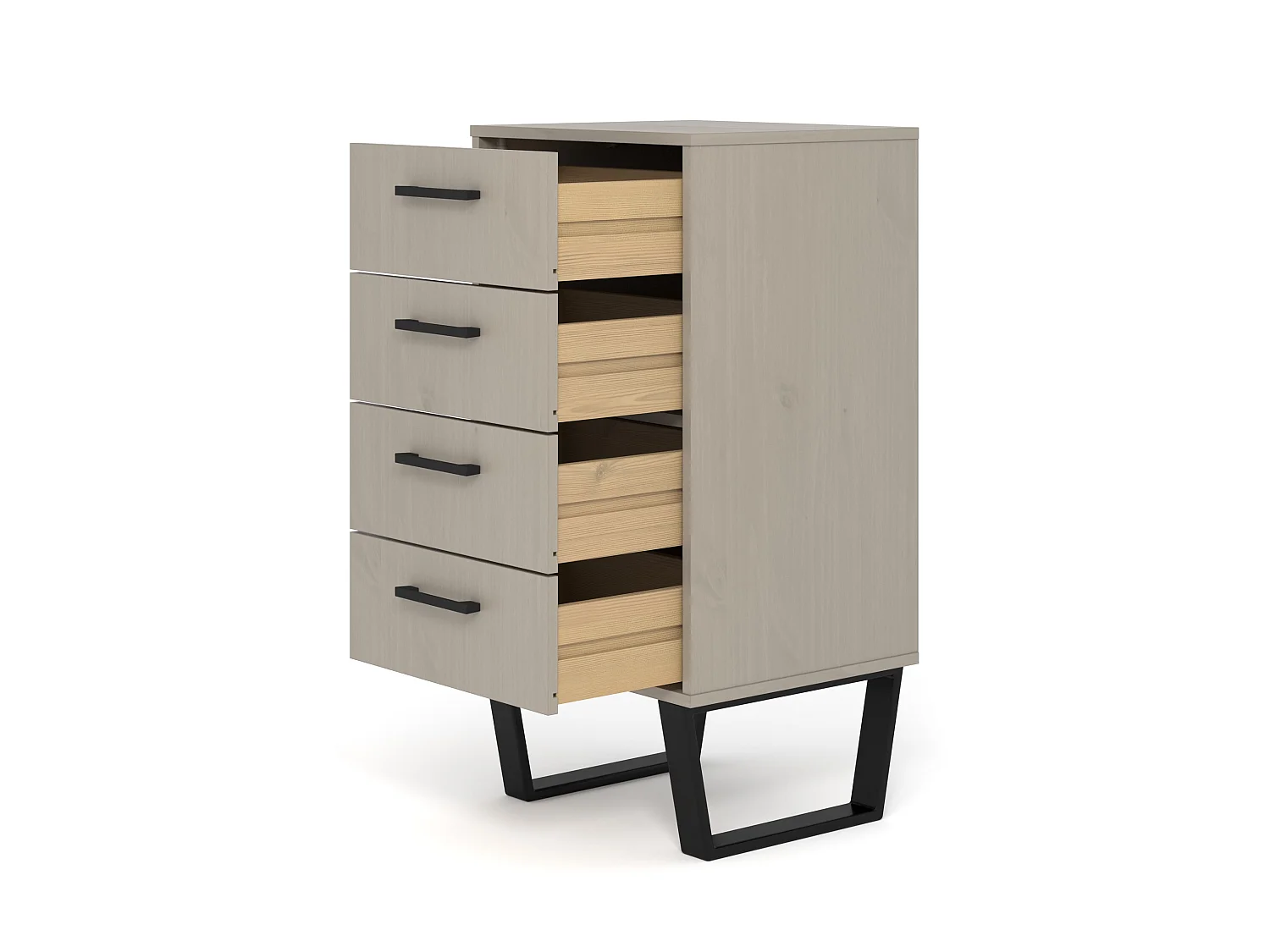 Texas Grey 4-Drawer Narrow Industrial Chest of Drawers
